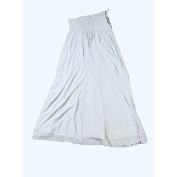 NWT After Six 1544 Size 18 R1 Mist Light Blue Thin One Shoulder Maxi Dress Crepe - Picture 4 of 11